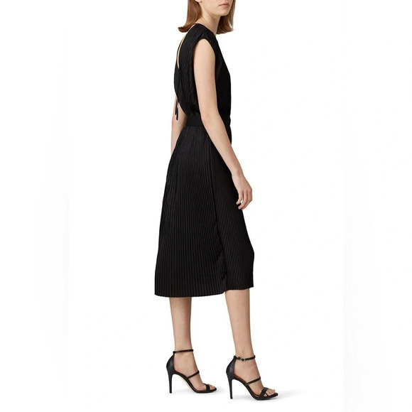 Tome Black Cross Front Pleated Dress Sz M - Picture 2 of 8